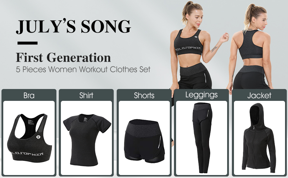 JULY'S SONG Conjunto Deportivo Mujer Conjunto Yoga 5 Piezas