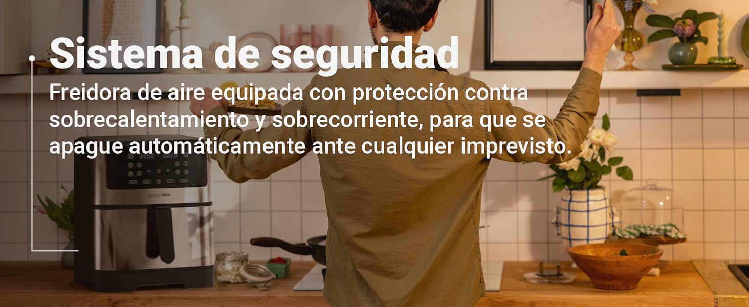 freidora sin aceite, 8 litros, gran capacidad, freidora de aire, color negro, con accesorios
