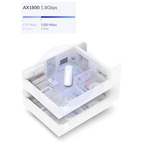 DAP-X1860 AX1800 Mesh Wi-Fi 6 Range Extender with diagram showing range inside a house