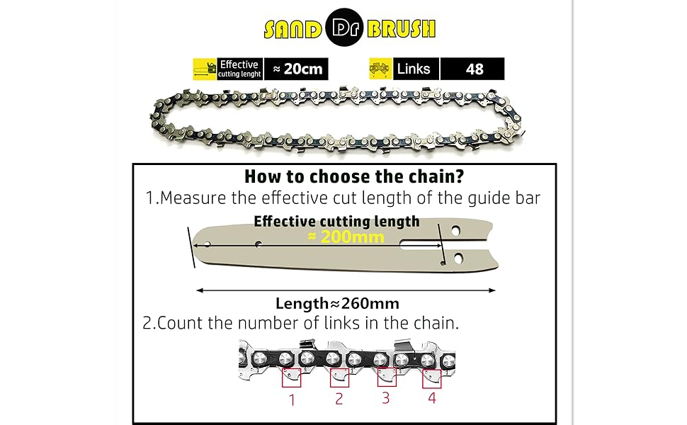 2PCS 8 Pulgadas Cadena de sierra para recargable mini motosierra chainsaw chain