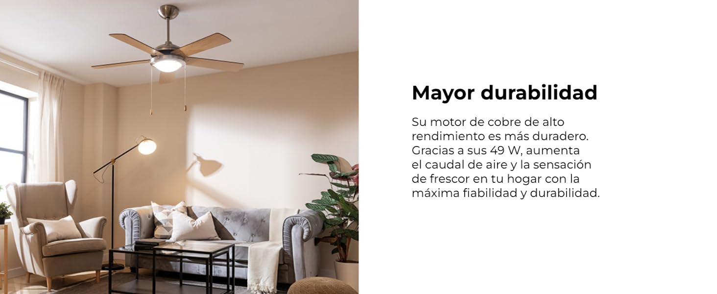 ventilador de techo con luz led ventiladores lampara aspas silencioso dormitorio Cecotec ceiling fan