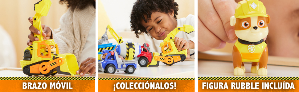 Equipo Rubble, Tractor excavadora Rubble, Rubble &amp; Crew, figura Rubble Patrulla canina