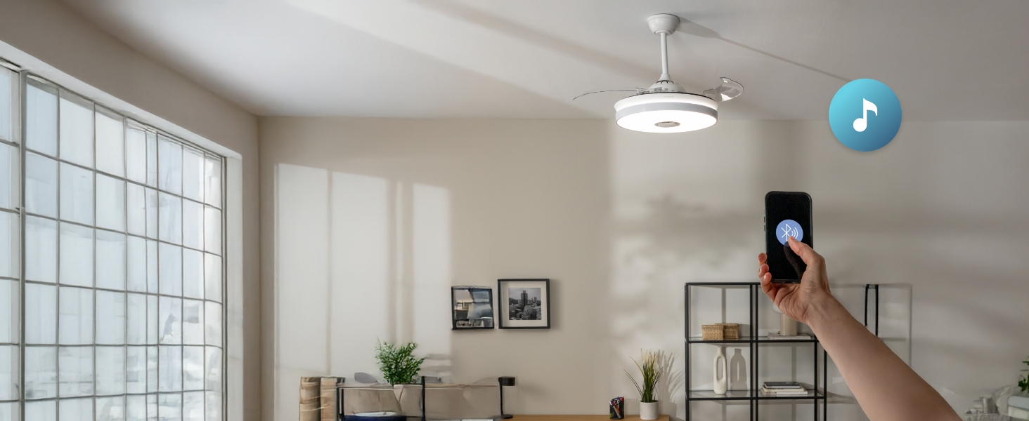 ventilador de techo; ventilador de techo con luz; ventilador techo aspas retractiles; energysilence