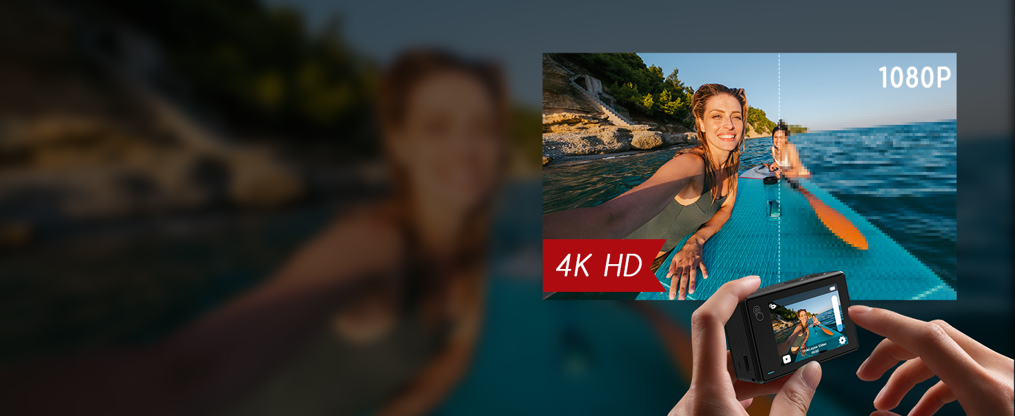 Cámara Deportiva 4K 64MP WiFi con Pantalla Táctil cámara deportiva camara acuatica sumergible