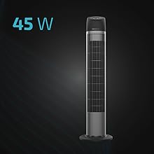 Ventilador torre, potencia, ventilador con motor cobre, 3 velocidades, oscilación, indicador led