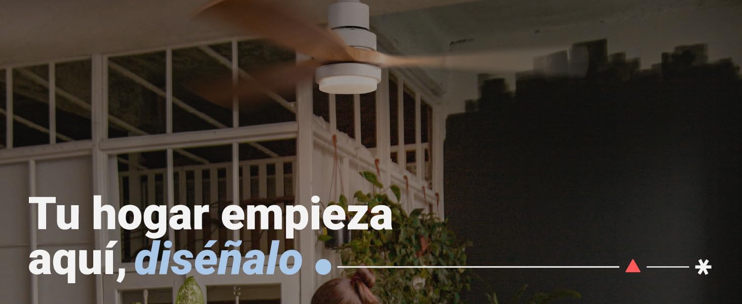 ventilador de techo con aspas ocultas, wifi, temporizador, mando a distancia, función invierno, app