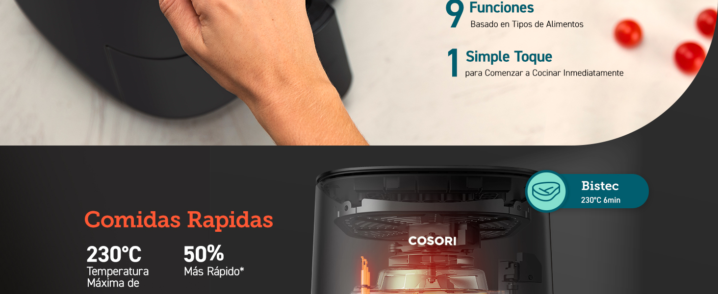 9 Funciones y 1 Simple Toque para Comidas Rapidas