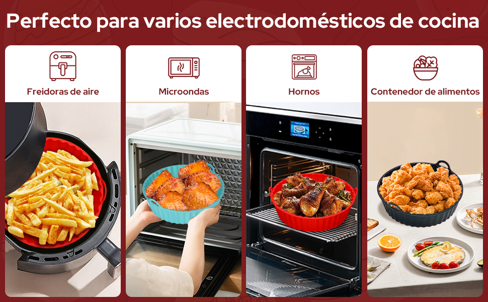 El moldes se usa en freidoras, microondas, hornos, etc.