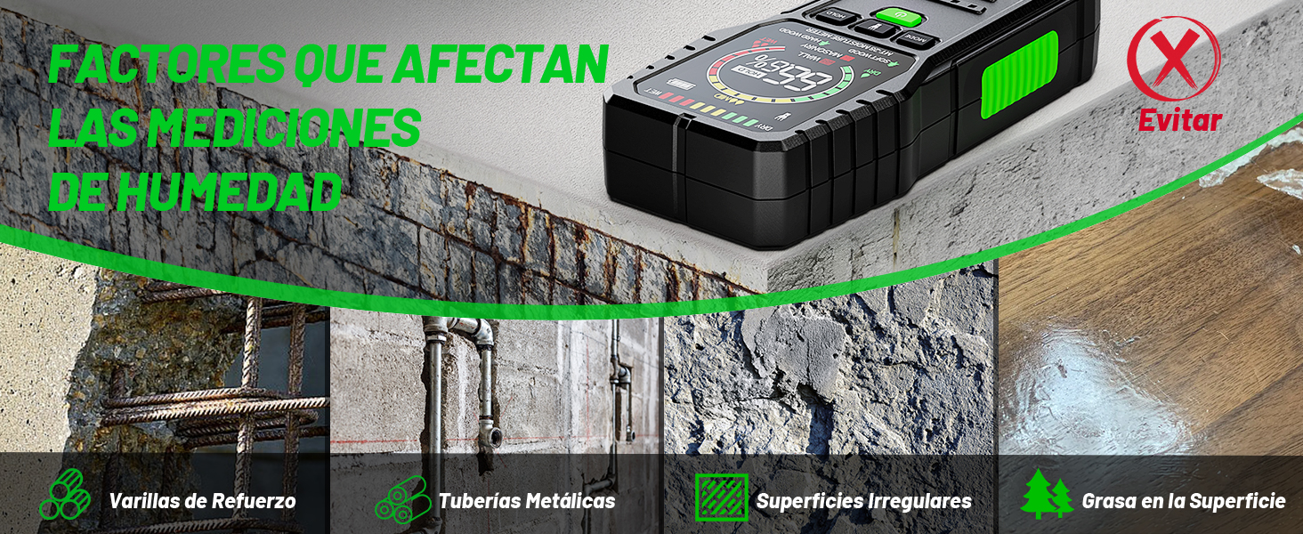 Medidor de Humedad no Destructivo para Pared, Madera y Material de Construcción