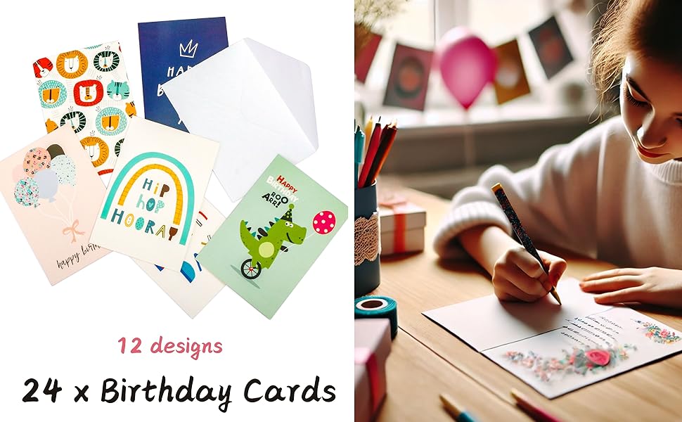 EXERZ 24 Tarjetas de Felicitación Surtidas Multipack para Cumpleaños