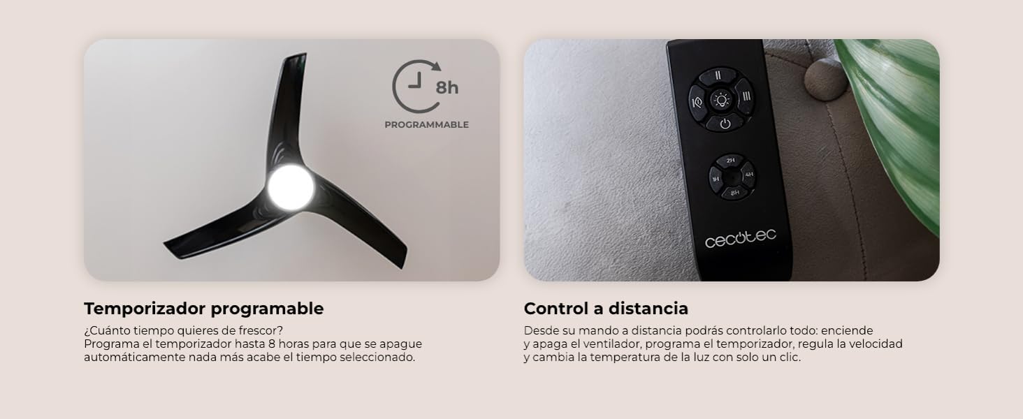 ventilador de techo con luz led ventiladores lampara aspas silencioso dormitorio Cecotec ceiling fan
