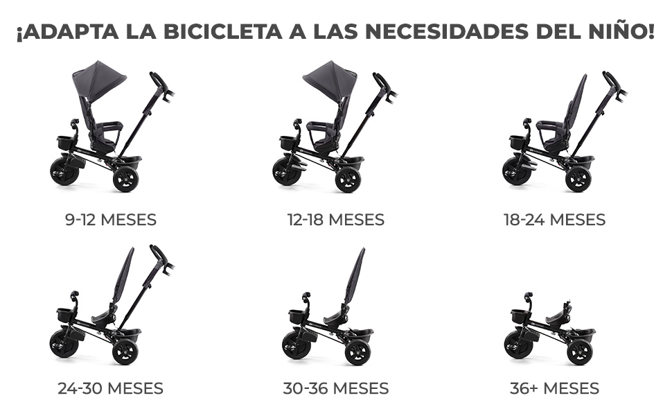 Kinderkraft Triciclo Plegable AVEO, Asiento Giratorio, hasta 5 Años