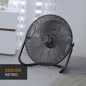 303822 Ventilateur de sol machine à vent retro Noir mat 30 CM
