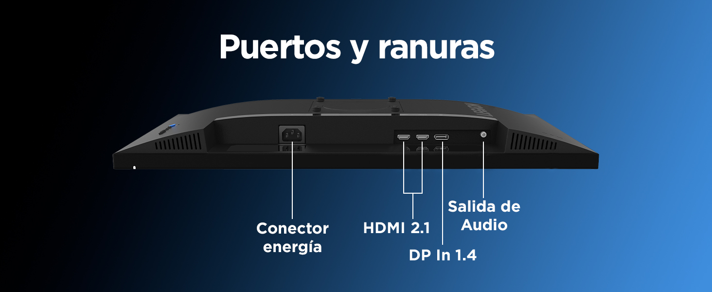 Lenovo Legion R25f-30 foto monitor descripción de puertos y ranuras