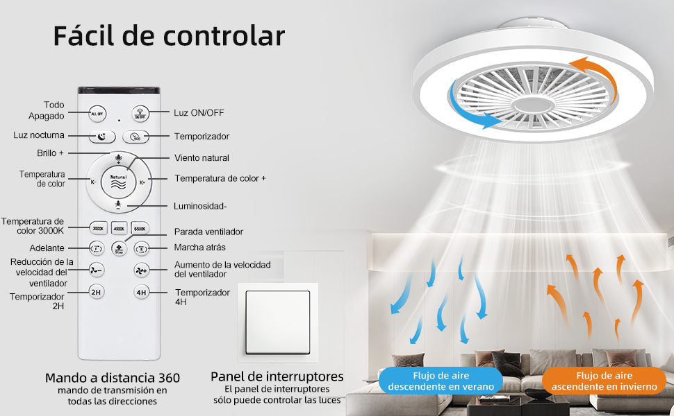 Ventilador de Techo con Luz