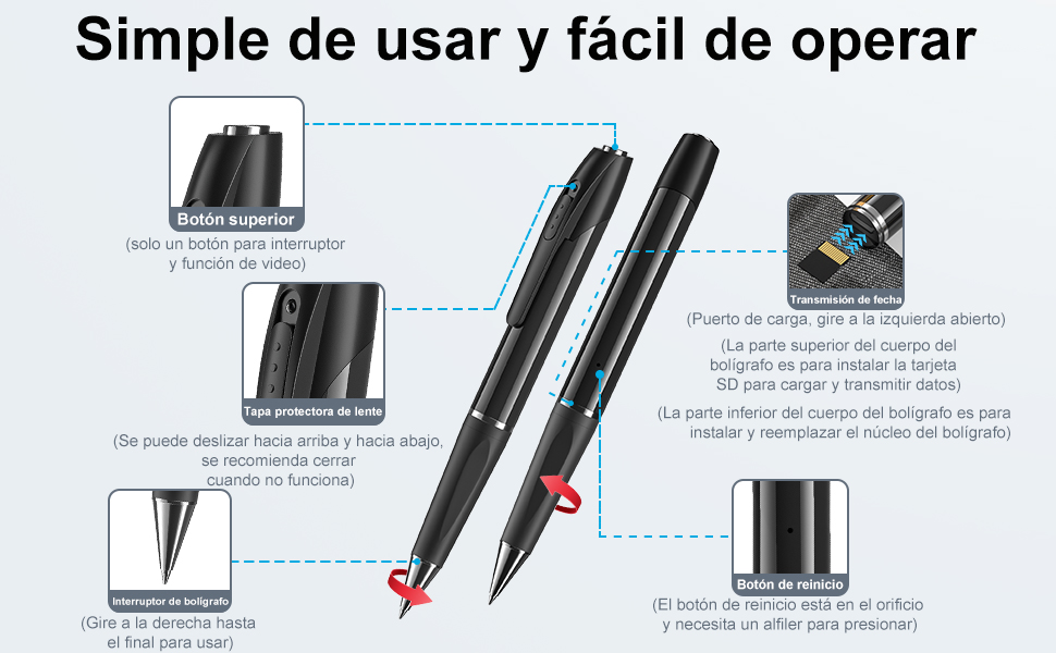 1080P Camara Espia Bolígrafo