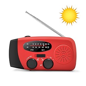 Radio Emergencia 5 en 1 Solar: Radio multifuncional con 5 radios, linterna, luz de lectura, carga de