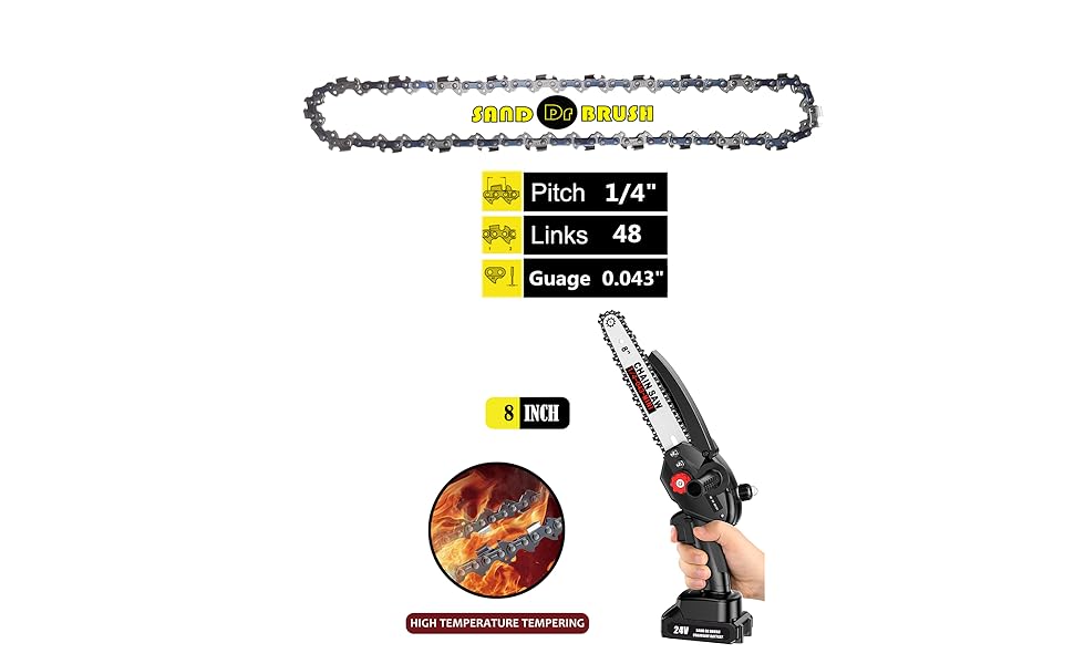 2PCS 8 Pulgadas Cadena de sierra para recargable mini motosierra chainsaw chain
