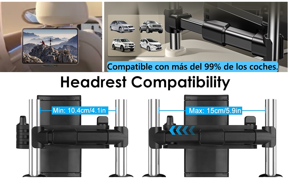 Zommuei Soporte Tablet Coche, ,Compatible con mas del 99% de los coches