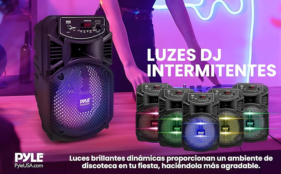 Altavoces Bluetooth Portátil Recargable Exteriores Subwoofer Tweeter Grabación Micrófono Luces