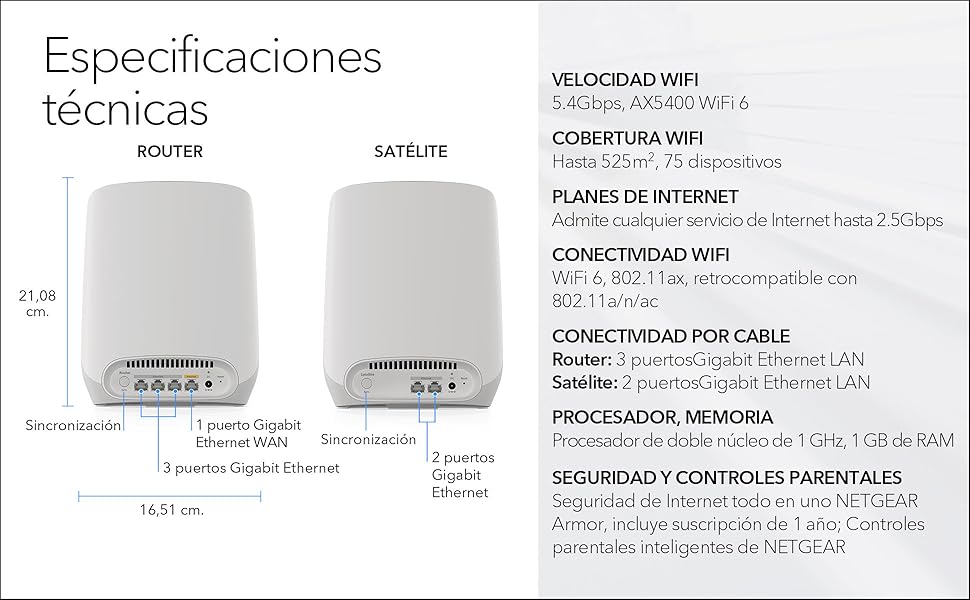 Orbi; Netgear; Mesh; WiFi 6; RBK763S; Tribanda; Router; WiFi; extensor;