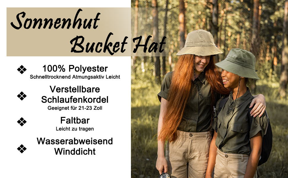Lifwimner Sombrero para el sol para mujer y hombre, sombrero de pescador con correa de barbilla, cubo impermeable para mujer