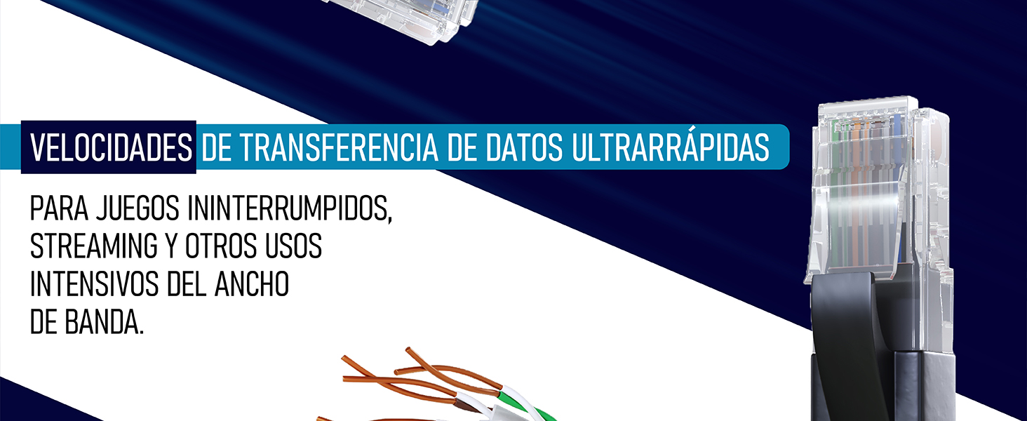 cable Ethernet Cat6 negro alta velocidad, conexión confiable para hogar y oficina RJ45