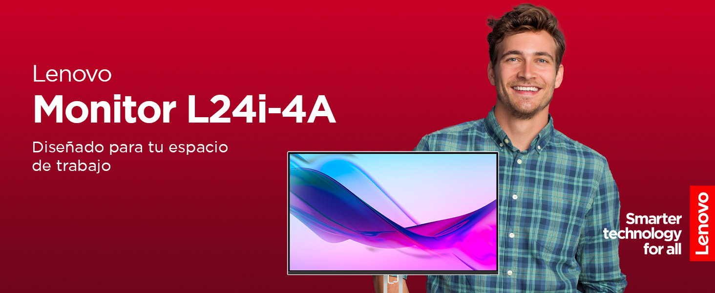 Monitor Lenovo L24i-4A imagen frontal con usuario