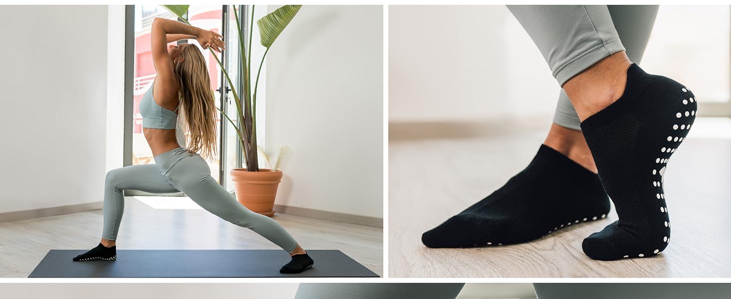 3 Pares de Calcetines Antideslizantes para Yoga, Pilates, Artes Marciales, Fitness, Danza Barre