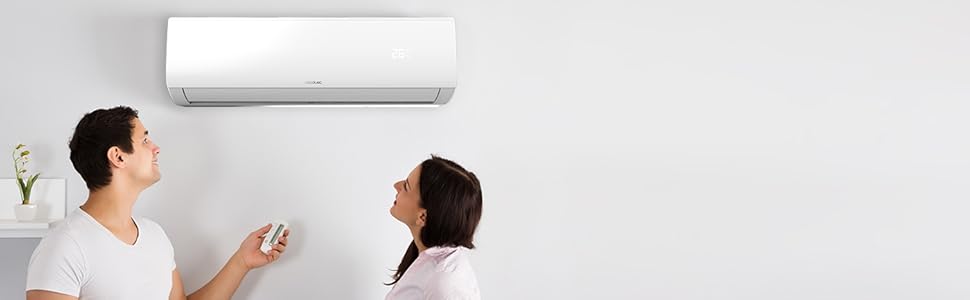 aire acondicionado split compresor frío bomba calor BTU mando a distancia LED sistema inverter Modos