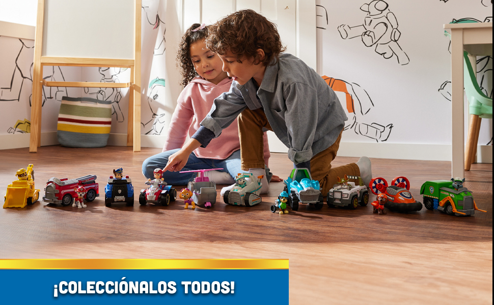 Vehículos y figuras Paw Patrol, Patrulla Canina, Chase, Rubble, Rocky, Marshall, Skye, Everest, zum