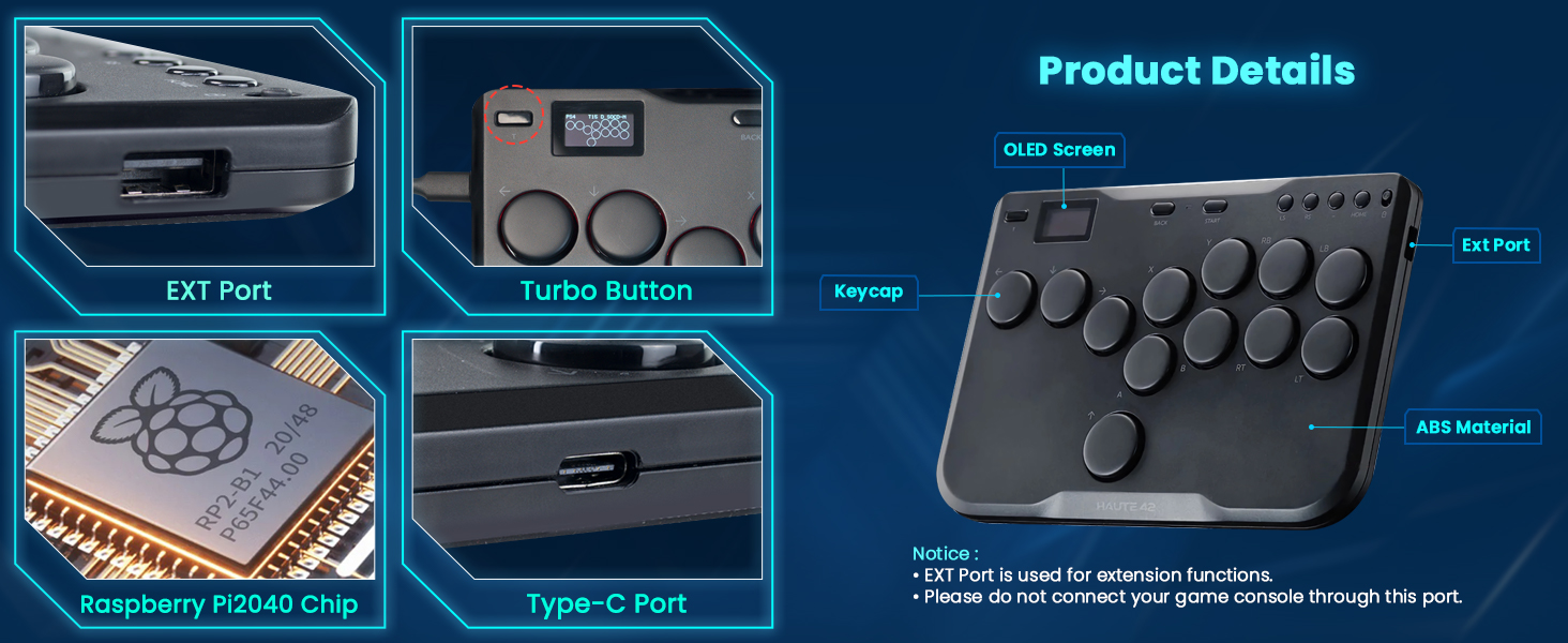 Arcade Fight Stick, P12 Mando de Arcade Controlador Teclado sin Palanca Joystick Juegos de Lucha