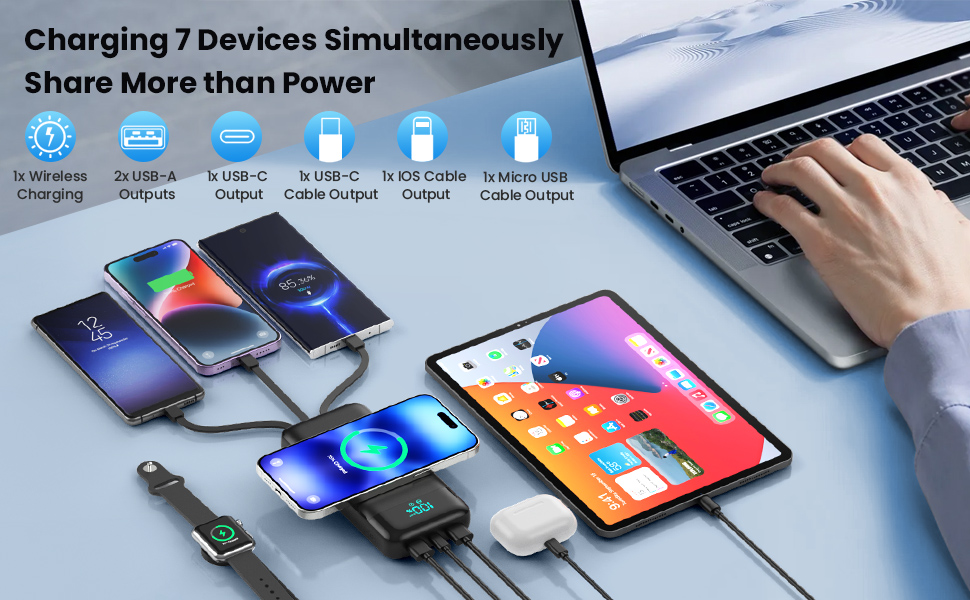 Power Bank Inalámbrico Batería Externa Carga Rápida Powerbank Cargador Portátil