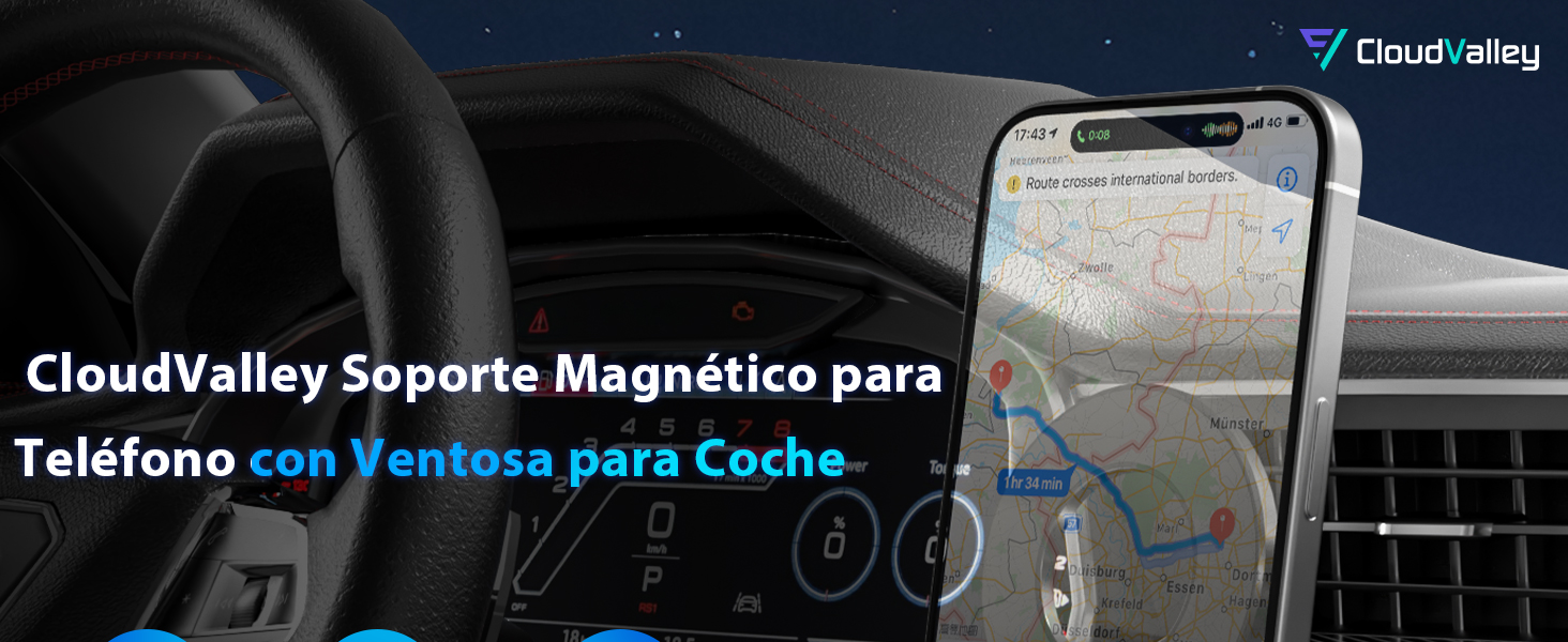 CloudValley Soporte Magnético para Teléfono con Ventosa para Coche