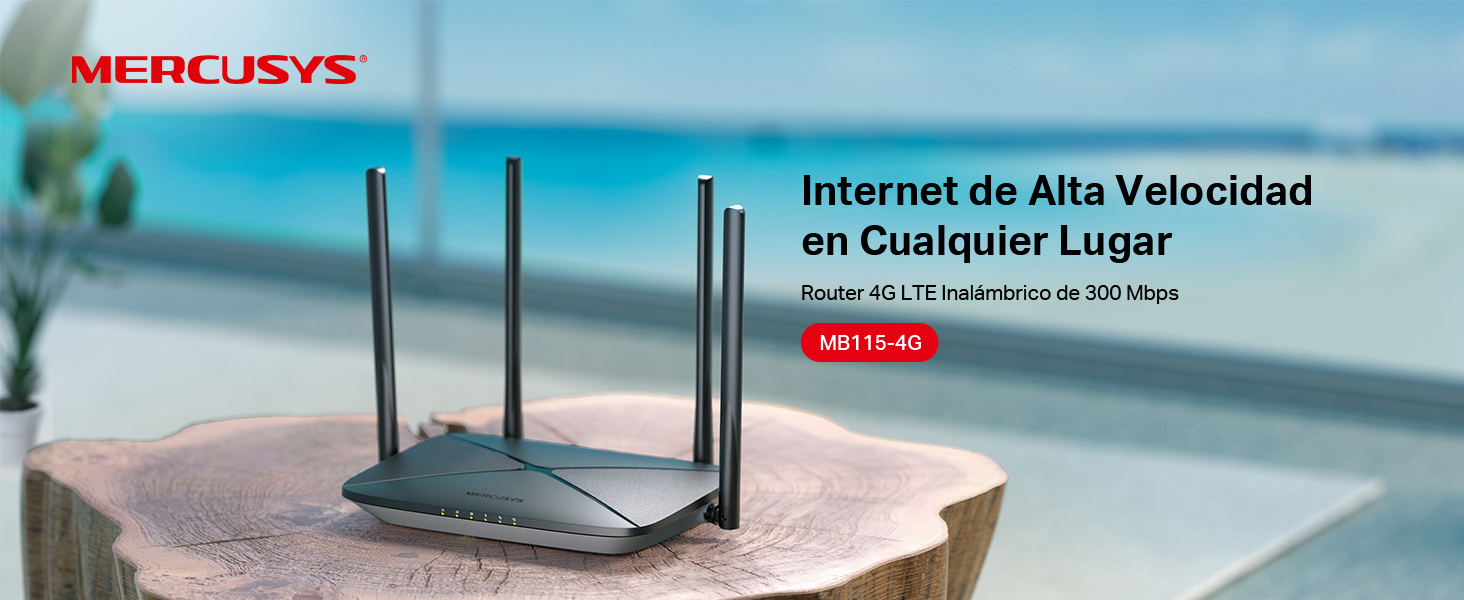 Mercusys MB115-4G - Router 4G LTE Inalámbrico de 300 Mbps