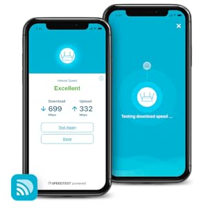 D-Link Wi-Fi app interface on two phones.