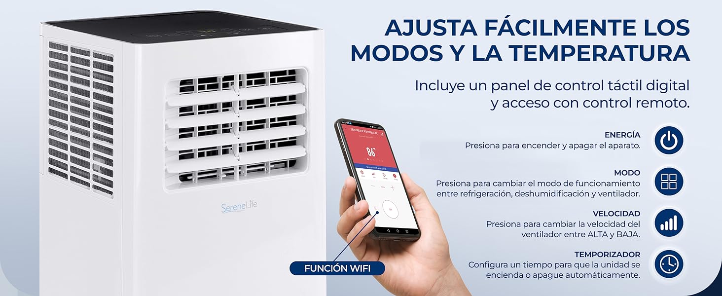 Aire Acondicionado Portátil Móvil Calefactor Silencioso Deshumidificador, Ventilador Escape Ventana