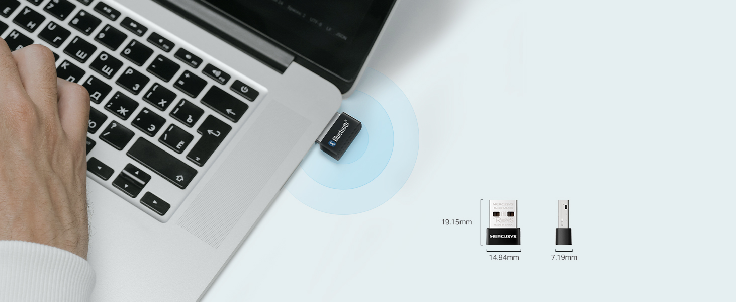 Mercusys MA530 - Adaptador Nano USB Bluetooth 5.3 Compatible con Windows 11/10/8.1/7
