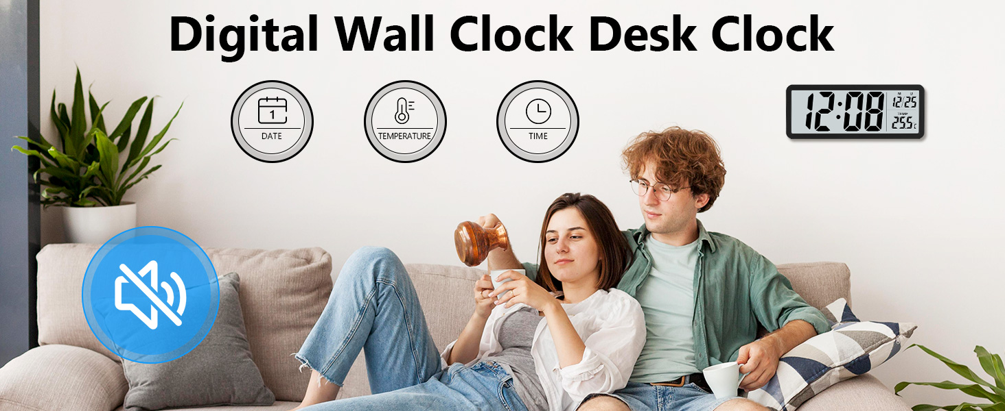Sukeen Reloj de pared digital que funciona con pilas