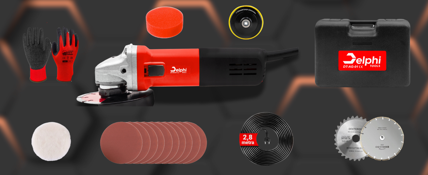Amoladora angular 230V con control de velocidad y discos de corte