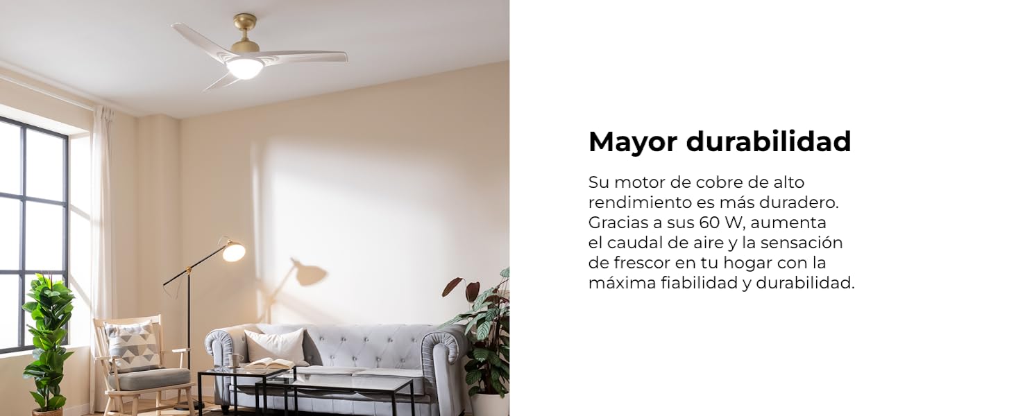 ventilador de techo con luz led ventiladores lampara aspas silencioso dormitorio Cecotec ceiling fan