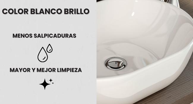lavabo sobre encimera ovalado blanco ceramica