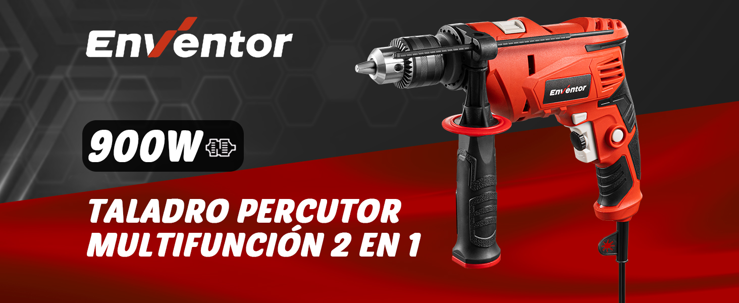 ENVENTOR Taladro Percutor con Cable 900W