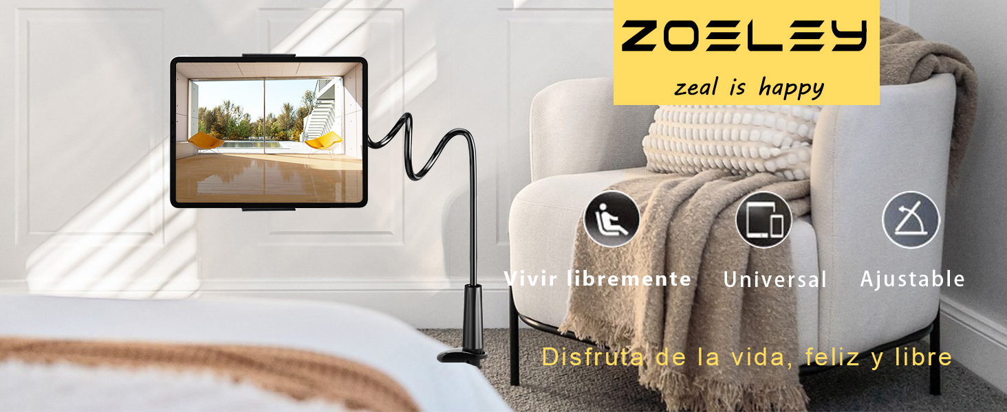 Zoeley Soporte Tablet, Soporte para Teléfono Móvil Multiángulo Flexible con Cuello de Cisne Brazo