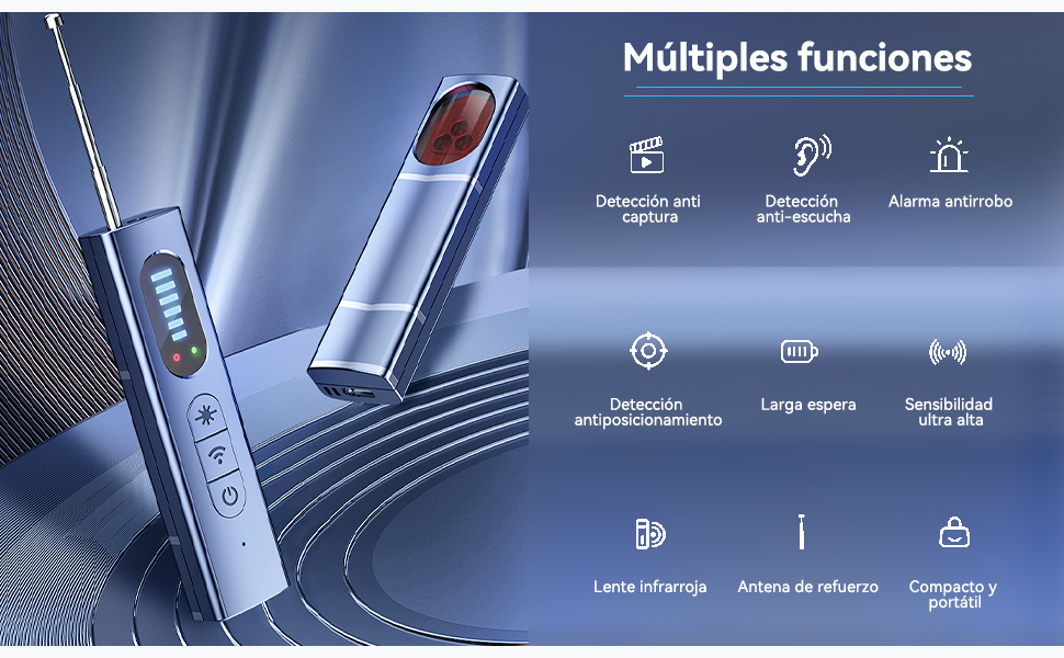 Detector Antiespía Detectores de Cámara Oculta y Dispositivo Oculto con Escáner RF