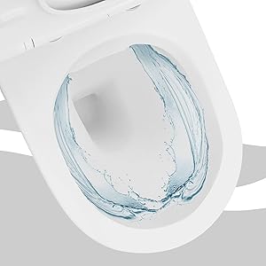ECD Germany Inodoro suspendido WC blanco sin borde asiento de cerámica con cierre suave WC colgante