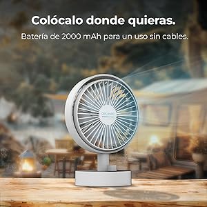 ventilador; ventilador de sobremesa; ventilador blanco; ventilador a batería; Ventilador Cecotec