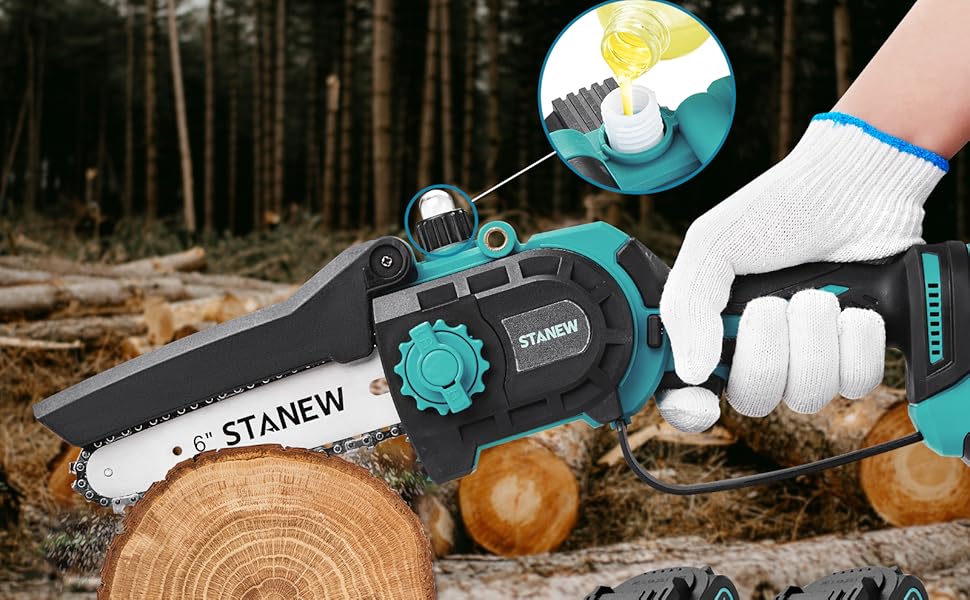 STANEW 6"u 8" Mini motosierra de batería