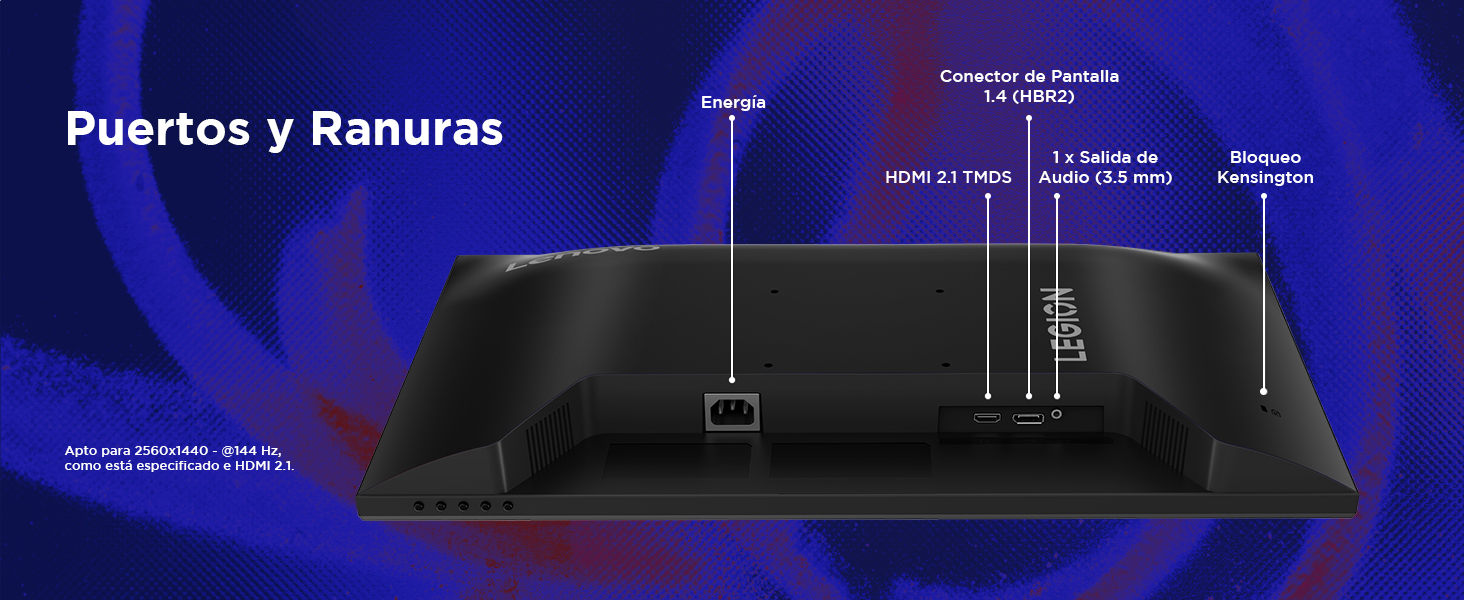 Lenovo Legion R24e Imagen puertos y ranuras