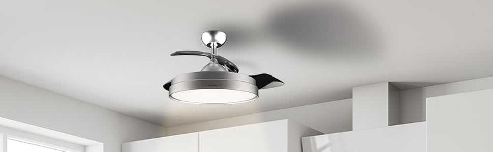 Ventilador de techo lámpara climatización frescor 3 aspas retráctiles con luz 42 pulgadas acero